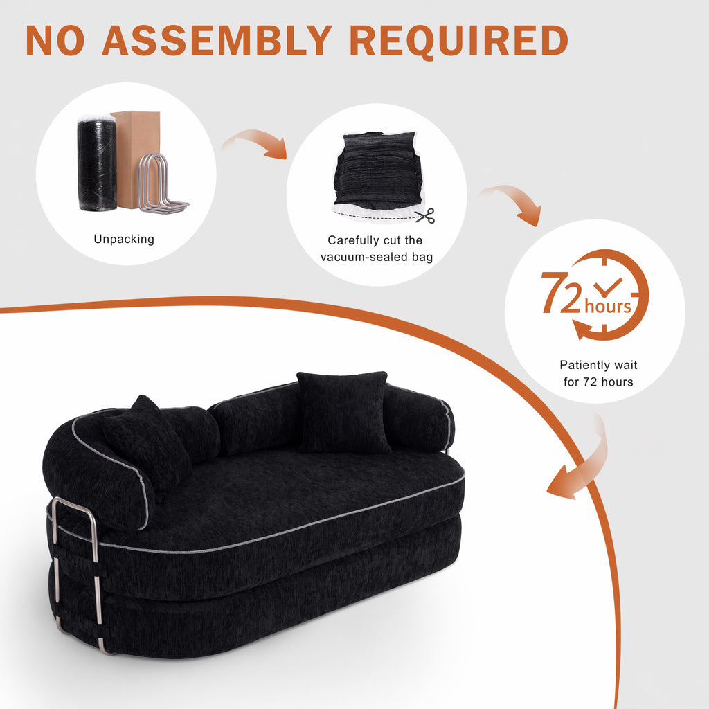 Modern Oversized Sofa with Plush Cushions – Black