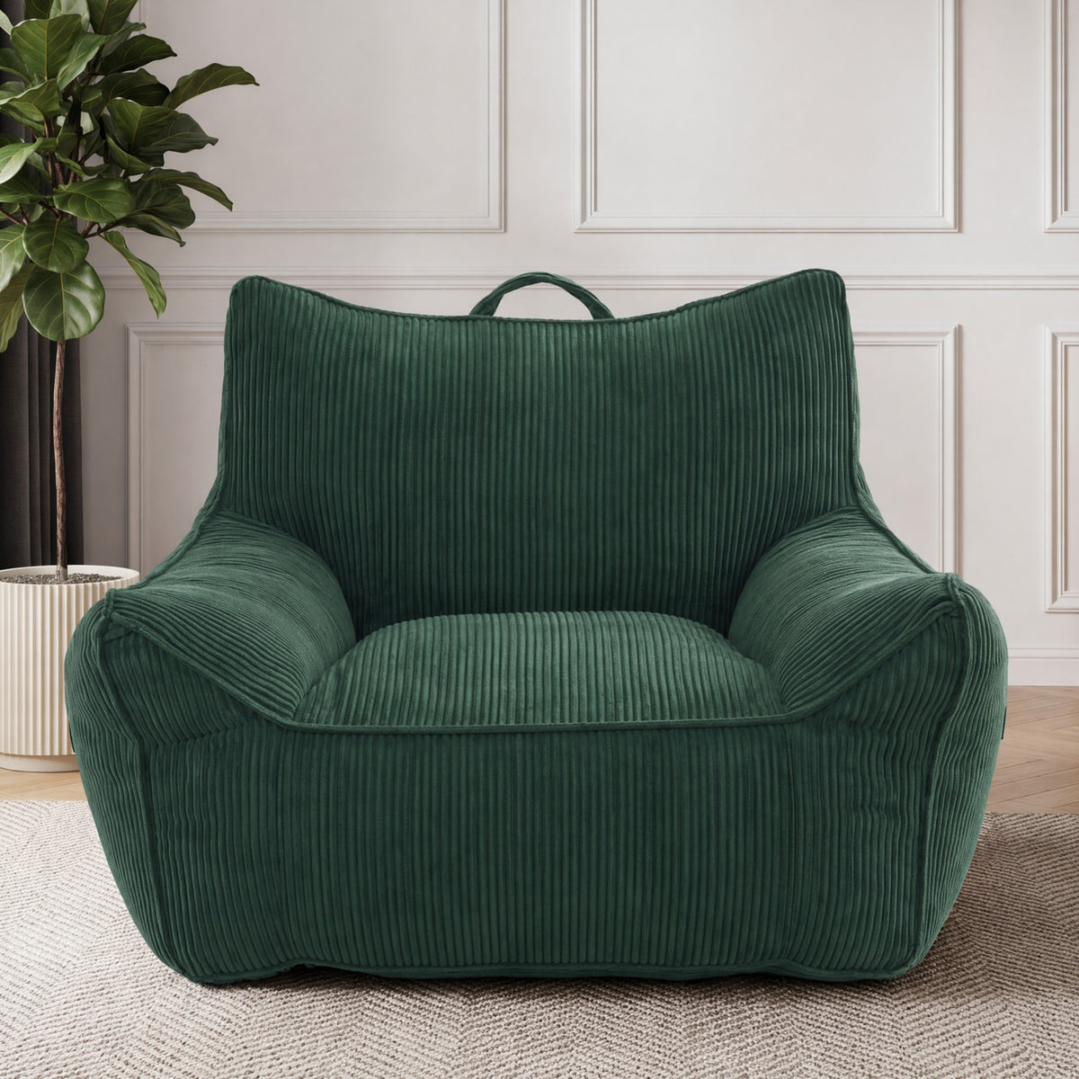 Oversized Corduroy Bean Bag Sofa, 2-Seater Comfy Lounge Chair for Living Room, Bedroom, 5 Colors Available