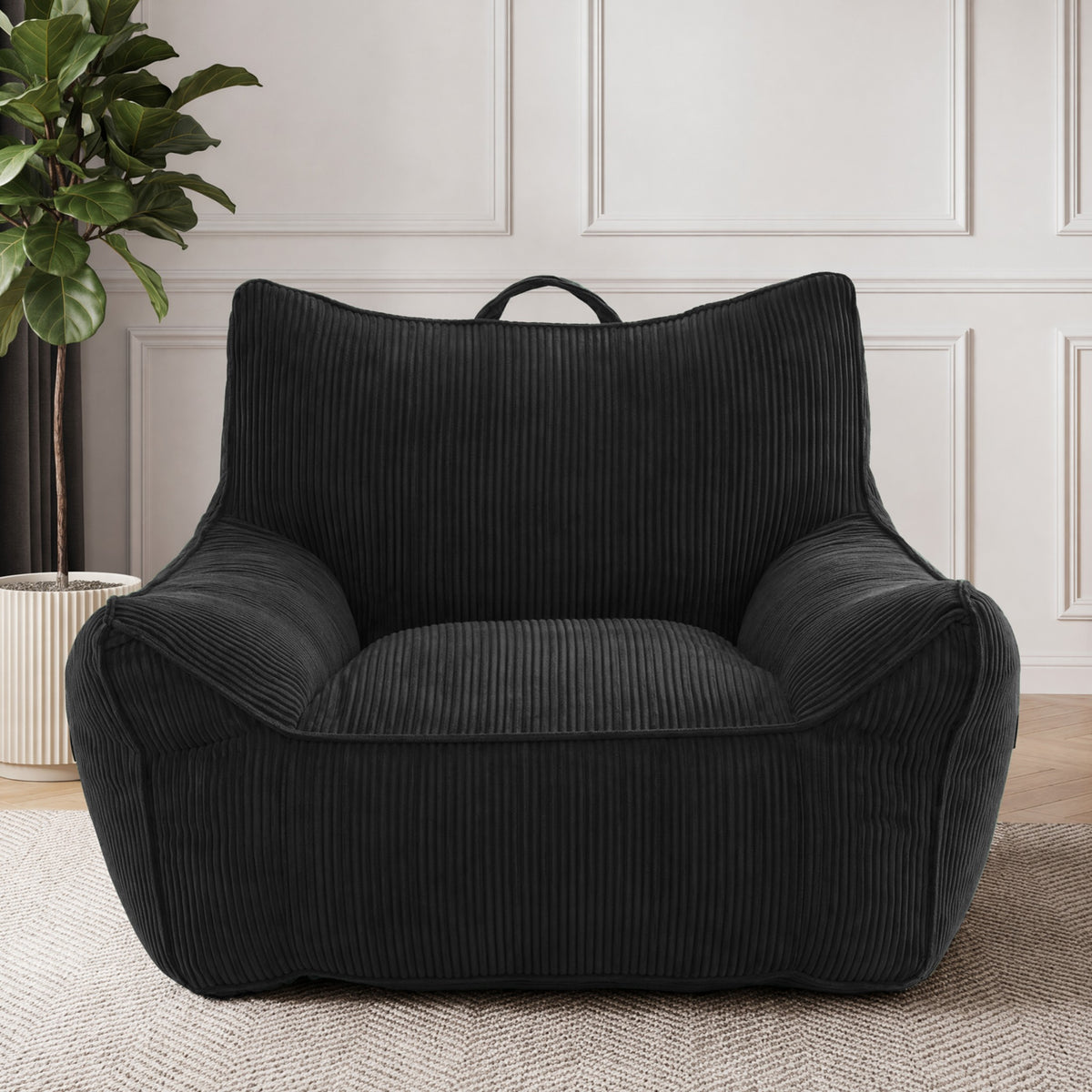 Oversized Corduroy Bean Bag Sofa, 2-Seater Comfy Lounge Chair for Living Room, Bedroom, 5 Colors Available