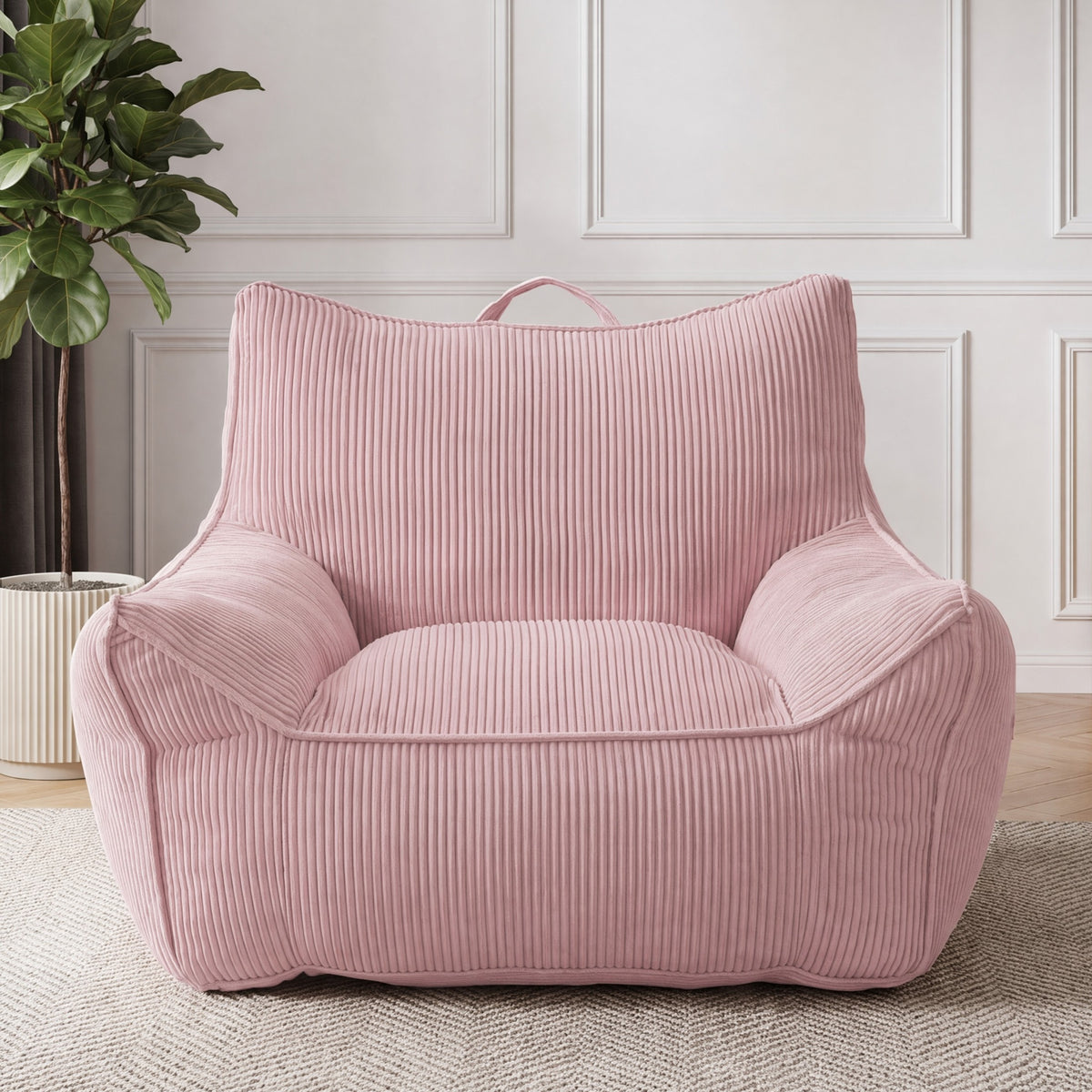 Oversized Corduroy Bean Bag Sofa, 2-Seater Comfy Lounge Chair for Living Room, Bedroom, 5 Colors Available