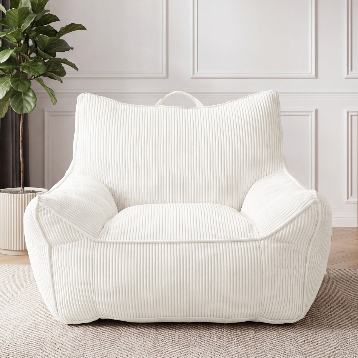 Oversized Corduroy Bean Bag Sofa, 2-Seater Comfy Lounge Chair for Living Room, Bedroom, 5 Colors Available