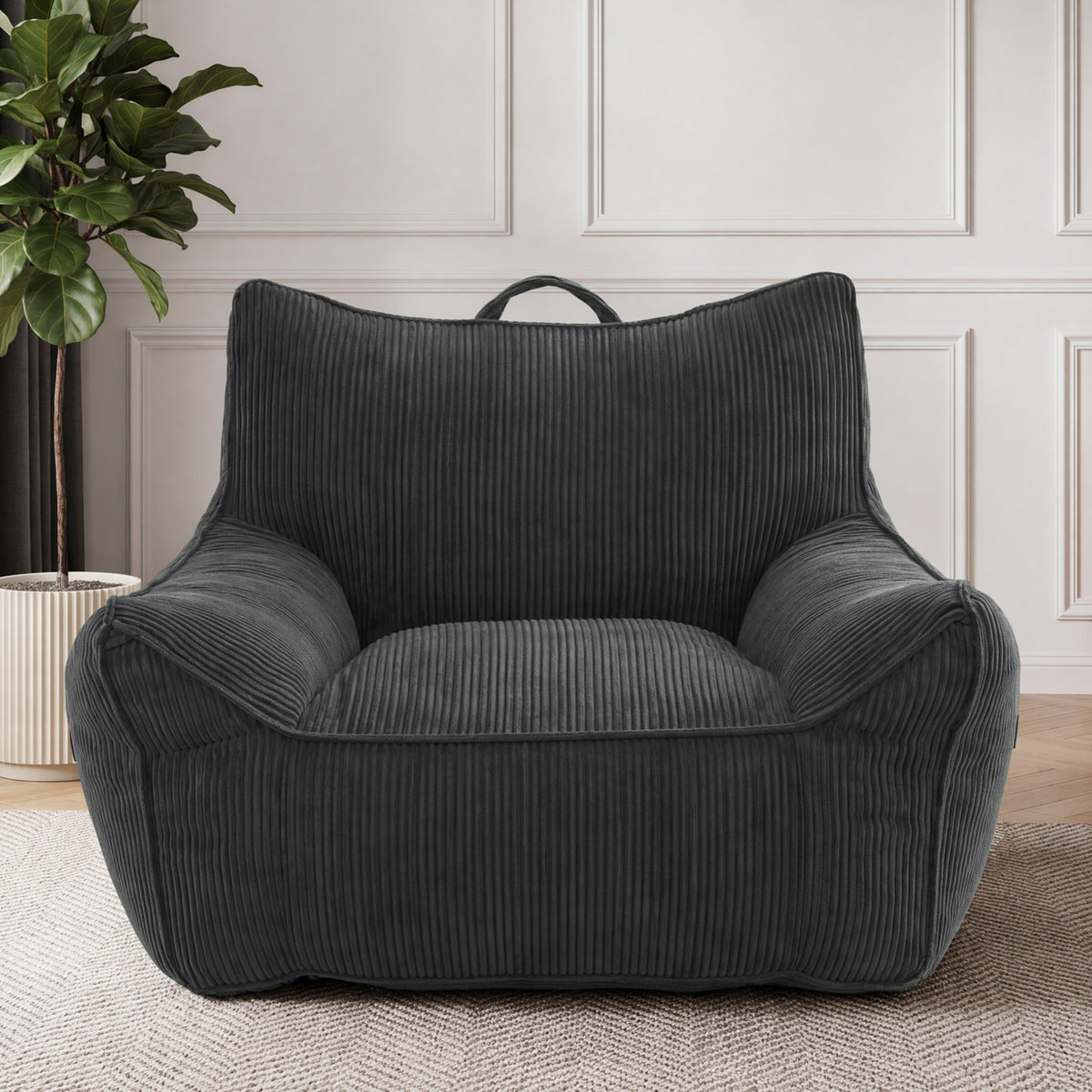 Oversized Corduroy Bean Bag Sofa, 2-Seater Comfy Lounge Chair for Living Room, Bedroom, 5 Colors Available