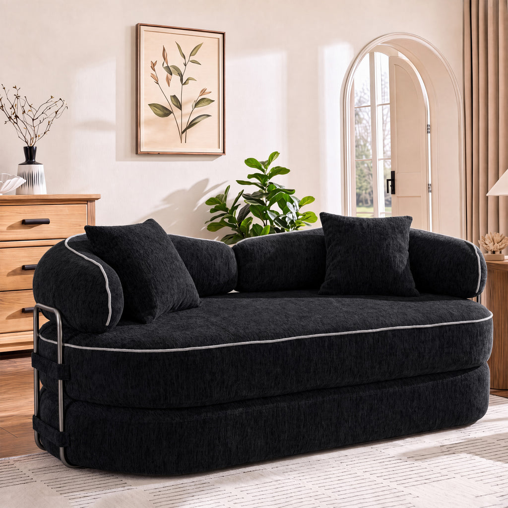 Modern Oversized Sofa with Plush Cushions – Black