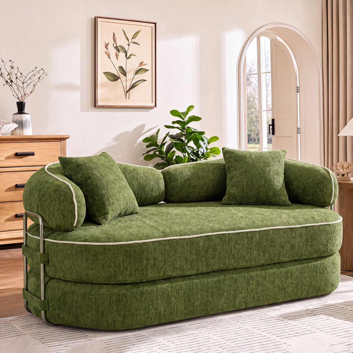 Modern Oversized Sofa with Plush Cushions – Black