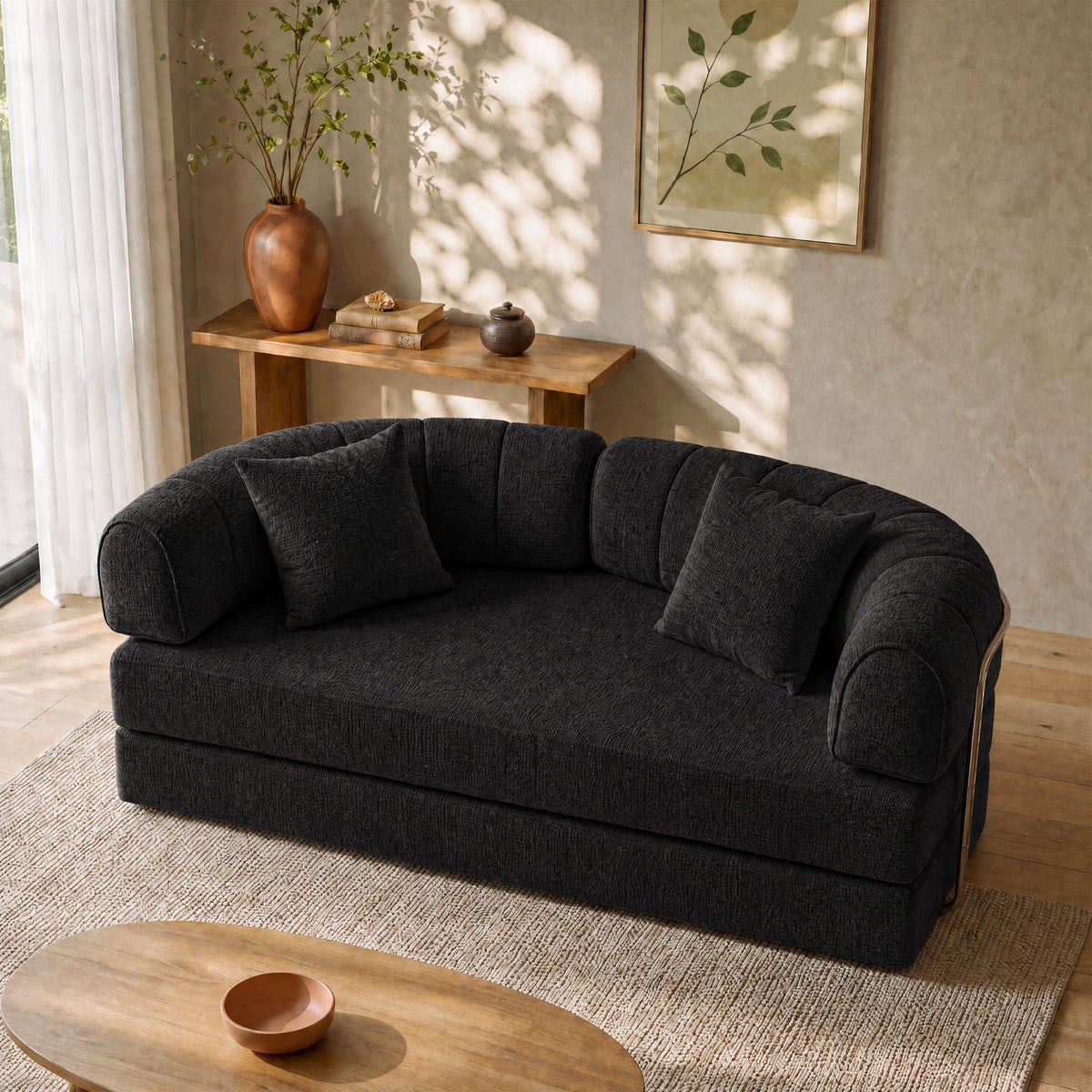 Modern Curved Sofa – Cream Soft Comfort. Timeless Style.