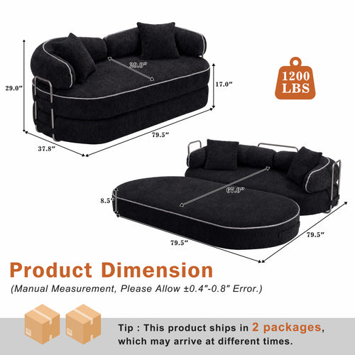 Modern Oversized Sofa with Plush Cushions – Black