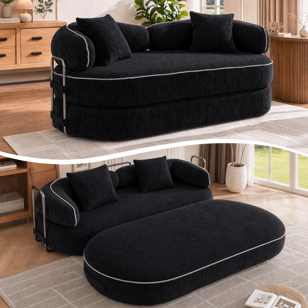 Modern Oversized Sofa with Plush Cushions – Black