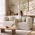 Modern Curved Sofa – Cream Soft Comfort. Timeless Style.