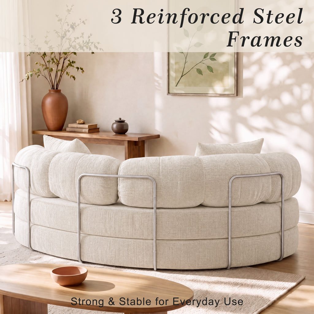 Modern Curved Sofa – Cream Soft Comfort. Timeless Style.