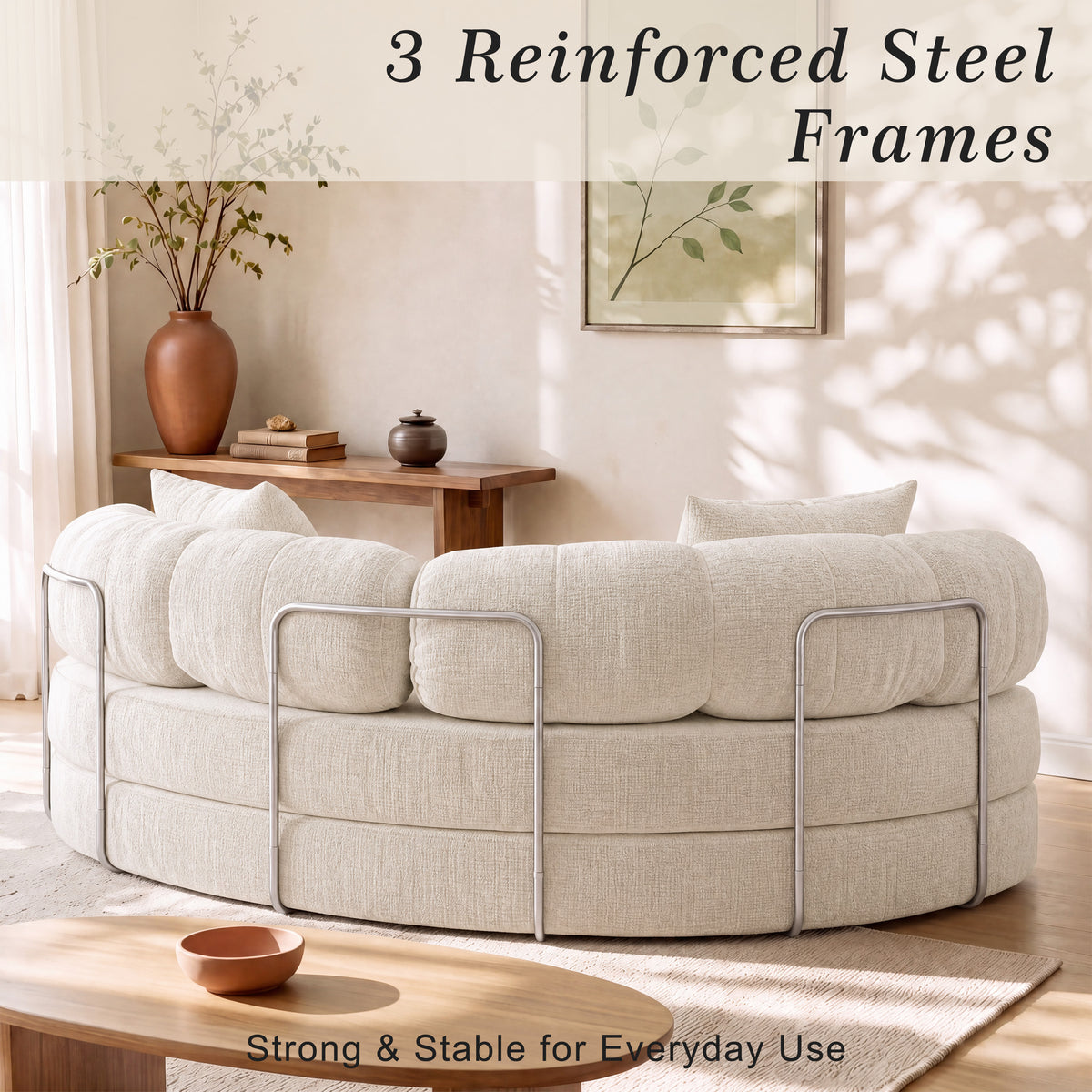 Modern Curved Sofa – Cream Soft Comfort. Timeless Style.